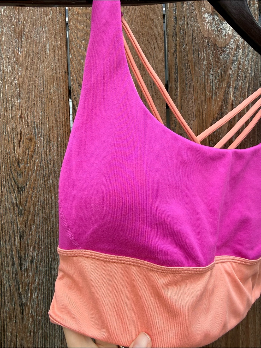 VICTORIAS SECRET Womens Pink Orange Criss Cross Strappy Sports Bra Size Medium - Picture 3 of 9